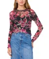 1.state Orchid Print Sheer Mesh Top In Bright Orchid