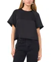 1.state Flutter Sleeve Satin Top In Rich Black