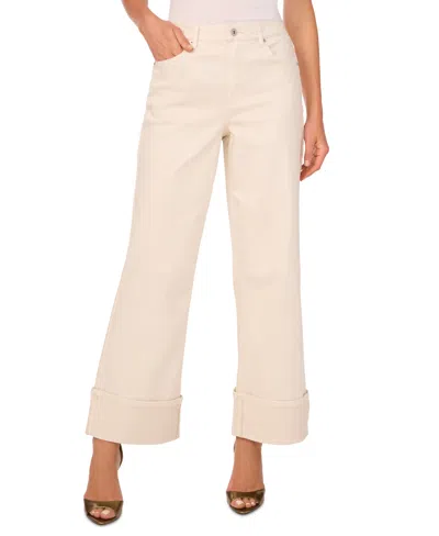 1.state Women's Denim Roll-cuff Wide-leg Jeans In New Ivory
