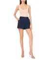1.state Pleated High Waist Dobby Stripe Cotton Shorts In Indigo Night