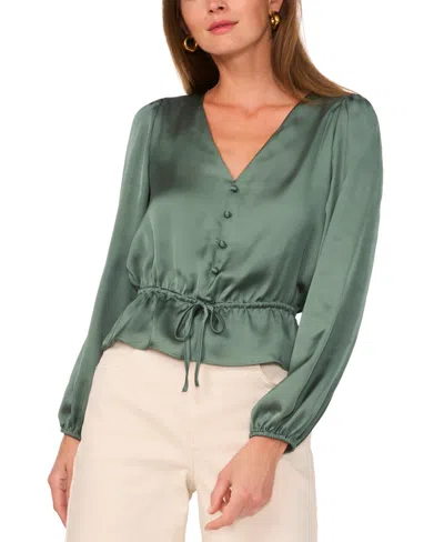 1.state Women's Drawstring-waist V-neck Top In Dark Forest
