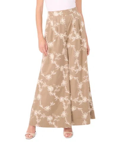 1.state Women's Elastic Waistband Wide-leg Pants In Brown