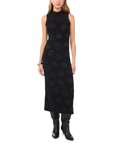 1.STATE WOMEN'S EMBELLISHED MOCK NECK SLEEVELESS MIDI DRESS
