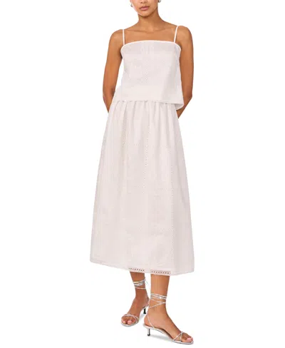 1.STATE WOMEN'S EMBROIDERED SQUARE NECK SLEEVELESS BLOUSE