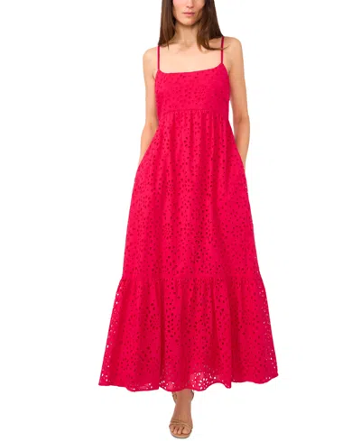 1.state Women's Eyelet Detail Cotton Maxi Dress In Magenta