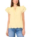 1.state Women's Eyelet Flutter-sleeve Top In Lemon Meringue