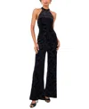 1.state Women's Mock-neck Halter Jacquard Jumpsuit In Rich Black