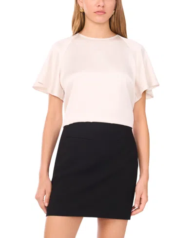 1.state Women's Flutter Sleeve Crewneck Blouse In White