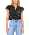1.state Floral Flutter Sleeve Top In Rich Black