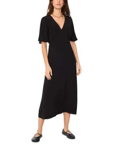 1.state Women's Flutter-sleeve V-neck Midi Dress In Rich Black