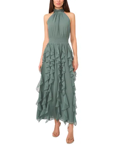 1.state Women's Halter Ruffle Maxi Dress In Blue