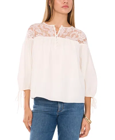 1.state Lace Trim Blouse In New Ivory