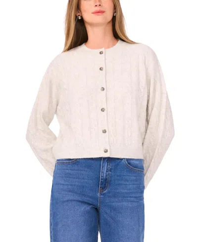 1.state Women's Long Sleeve Crewneck Cardigan Sweater In Multi