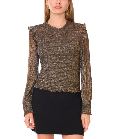 1.state Women's Long Sleeve Smocked Body Blouse In Black