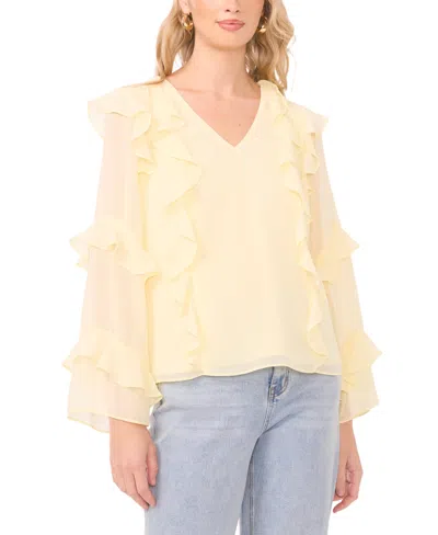 1.state Long Sleeve Ruffle Top In Yellow