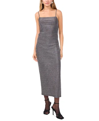 1.state Women's Metallic Twist-back Midi Dress In Rich Black