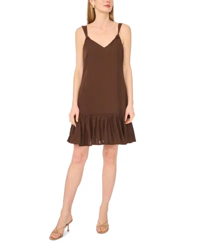 1.state Women's Mini V-neck Sleeveless Tiered Ruffle Dress In Brown