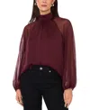 1.state Sheer Balloon Sleeve Chiffon Top In Currant Red