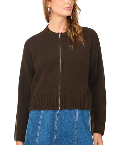 1.state Women's Mock-neck Cropped Zip Bomber Jacket In Brown