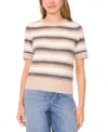 1.state Multicolor Stripe Short Sleeve Sweater In Brown