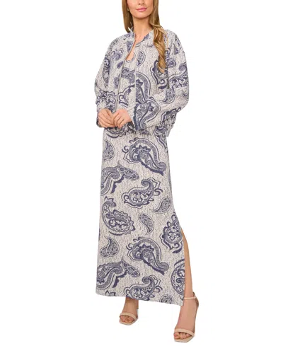 1.state Women's Paisley Bomber Jacket & Maxi Dress Set In Twilight Blue