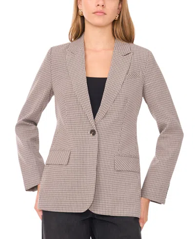 1.STATE WOMEN'S PEAK LAPEL BUTTON FRONT SMALL CHECK BLAZER