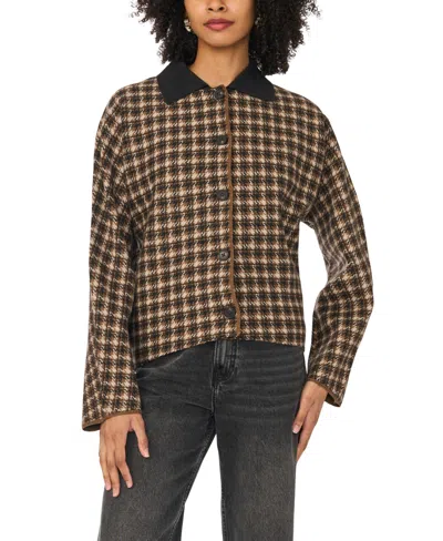 1.state Women's Plaid Shirt Jacket In Medium Heather Grey