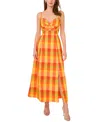 1.state Women's Plaid Twist-front Maxi Dress In Raspberry Rose