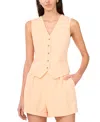 1.state Women's Princess Seam Button-front Vest In Peach Cream