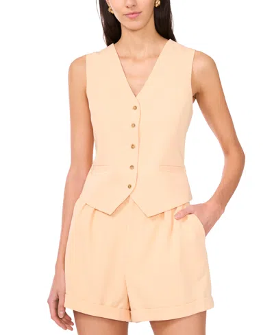 1.state Women's Princess Seam Button-front Vest In Peach Cream