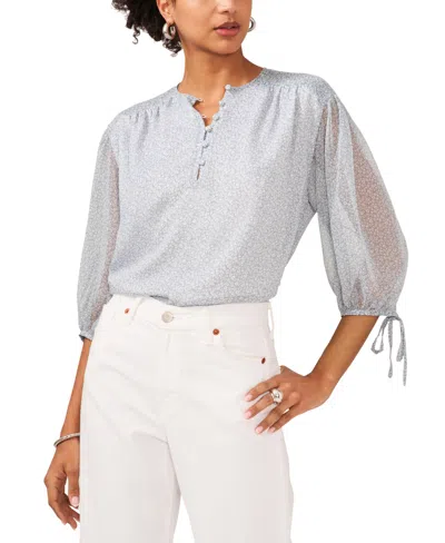 1.state Women's Printed Pintuck 3/4-sleeve Blouse In New Ivory