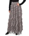 1.state Women's Printed Ruffle Maxi Skirt In Silver