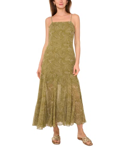 1.STATE WOMEN'S PRINTED SQUARE NECK SLEEVELESS MAXI DRESS