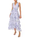 1.state Women's Printed Tiered Ruffled Maxi Dress In New Navy