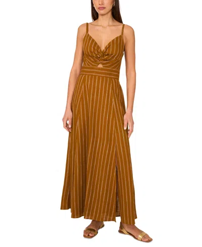1.state Women's Printed Twist-front Sleeveless Maxi Dress In Yellow