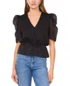 1.state Womens Solid Satin Blouse In Rich Black