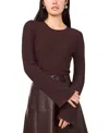 1.state Women's Ribbed Bell Sleeve Cropped Crewneck Top In Brown