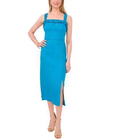 1.state Women's Ruffled Square-neck Sleeveless Midi Dress In Laguna Mist |  ModeSens