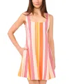 1.state Stripe Sleeveless Minidress In Peach Cream