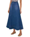 1.state Natural Nightlife Womens Maxi Back Zipper Denim Skirt In Navy Yard