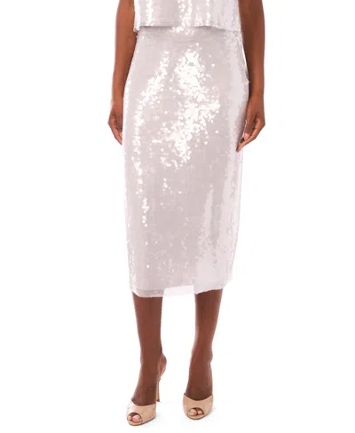 1.state Women's Sequin Embellished Midi Skirt In Silver