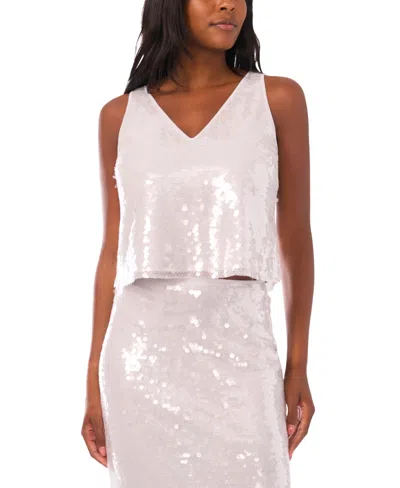 1.state Women's Sleeveless Embellished Sequin Top In Silver