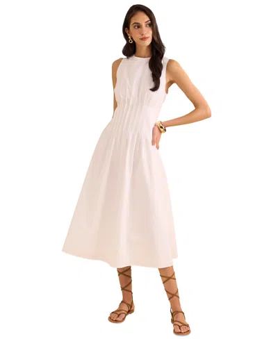 1.state Women's Sleeveless Pintuck Cotton Midi Dress In Indigo Night