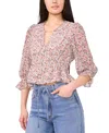 1.state Floral Smock Detail Chiffon Top In Pink