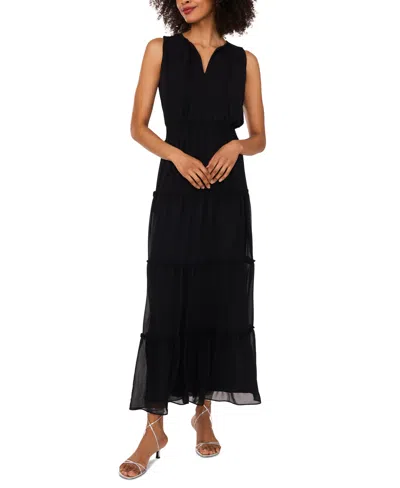 1.state Women's Split-neck Sleeveless Maxi Dress In Rich Black