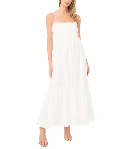 1.state Square Neck Eyelet Maxi Dress In White
