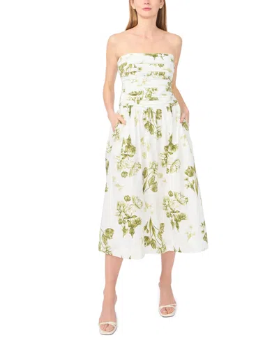 1.state Women's Strapless Sleeveless Bodice Dress In White