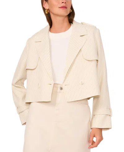 1.state Women's Striped Double-breasted Cropped Jacket In New Ivory