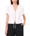 1.state Short Sleeve Tie Front Top In Ultra White