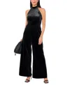 1.state Women's Mock-neck Halter Jacquard Jumpsuit In Rich Black